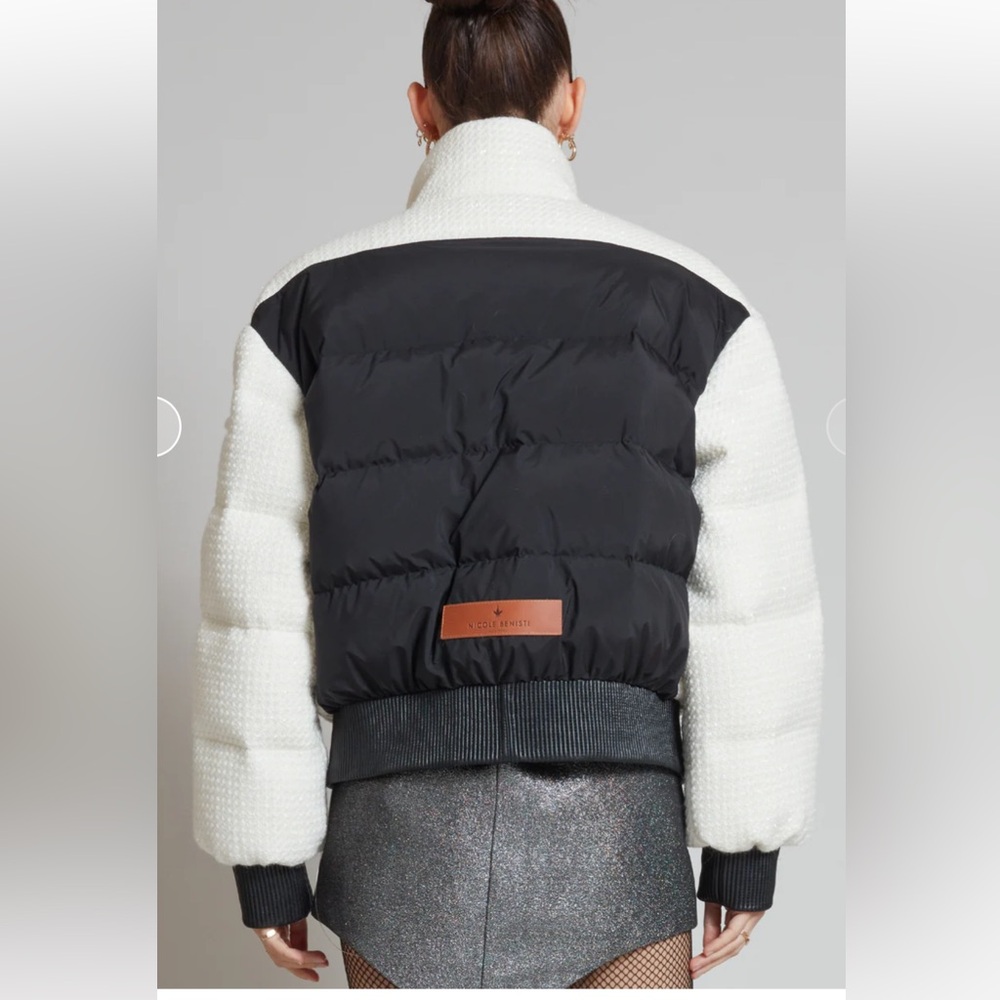Elegant Ivory Puffer Tweed Jacket - Picture 4 of 11